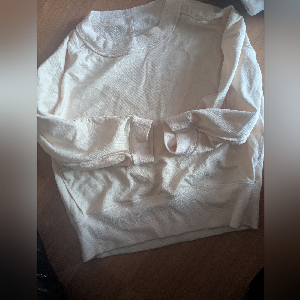 Cream Short Sleeve Crop Sweatshirt
